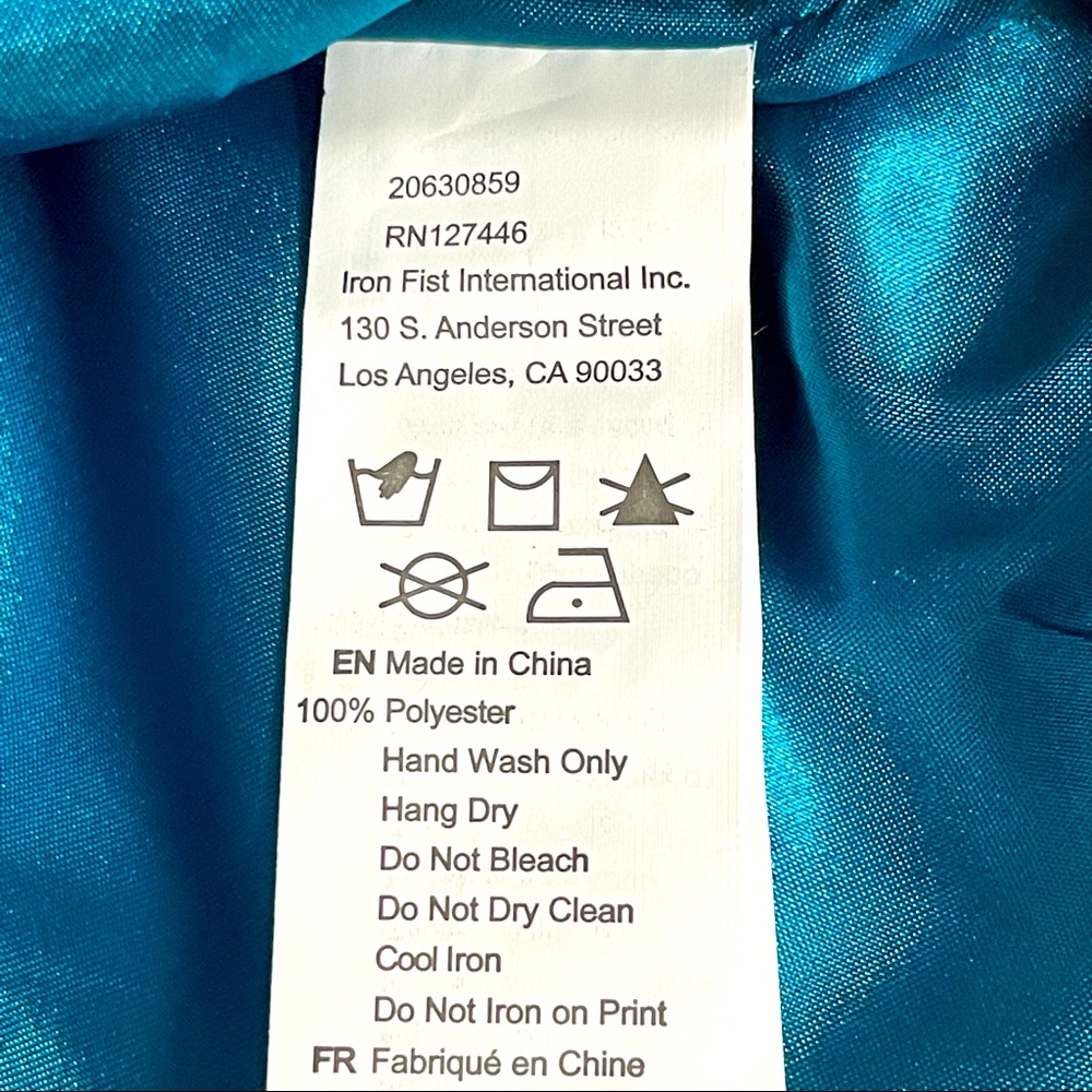 IRON FIST Mermaid For Life teal & aqua embroidered satin bomber jacket NWT - Picture 5 of 9